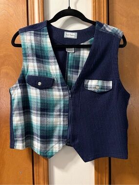 Navy & Teal Plaid Vest